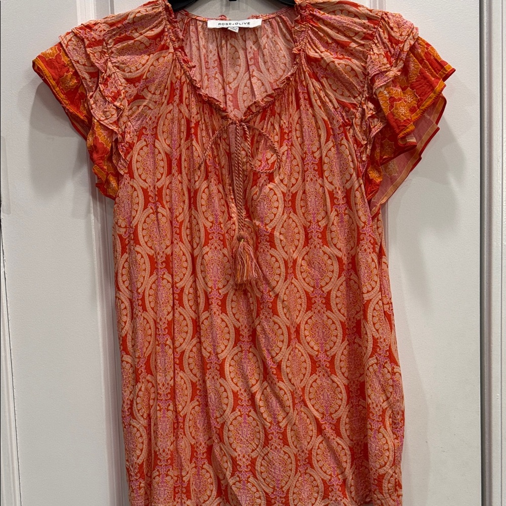Rose & Olive Flowy Orange/Pink Top